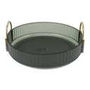 Round Storage Tray 360 Degree Rotating Clear Desktop Organizer Display Tray with Dual Handles for Bedroom Bathroom (Green)