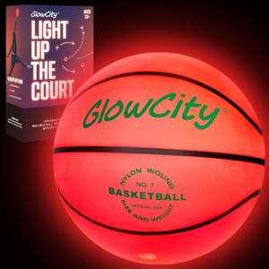 GlowCity Glow in The Dark Basketball - Size 5, 6, 7 Light Up Ball for Kids, Teens & Adults - Night Outdoor Games - Sports Birthday Gifts Ideas for Boys Ages 6 7 8 9 10 11 12 13 14 15