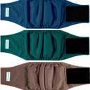Paw Legend Washable Dogs Diapers Male Dog Belly Bands for Male Dogs Diapers Reusable Puppy & Doggie Diapers Male (3 Pack, X-Small) (Brown, Navy, Dark Green)