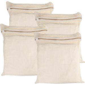 4-Piece Large Durable Organic Cotton Mesh Laundry Bags with Sturdy Zippers and Breathable Mesh are Delicate Laundry Bags for Underwear, Clothes, Pants and Socks
