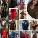 Narecte Sweater Dresses for Women 2025 Midi Winter Dress Square Neck Bodycon Dresses Long Sleeve Casual Dress Mocha Brown L