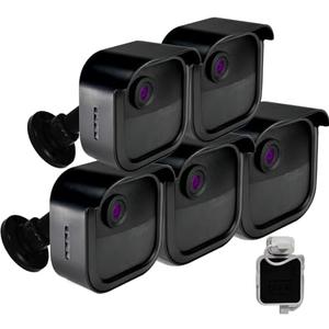 SKYWORLD Blink 4th Gen Camera Housing and Wall Mount Bracket, Reserve USB Charging Port,Weatherproof Protective Housing Adjustable Mount Only for Blink 4th(4rd Gen) with Sync Module2 Mount(Black5PCS), Pack 2