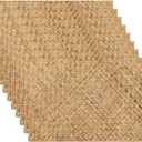 Geyee 50 Pcs Rattan Paper Place Mats Farmhouse Disposable Wicker Printed Paper Place Mats for Dinner Plates Woven Pattern Rectangle Table Placemats for Wedding (11.8 x 15.7 Inches)