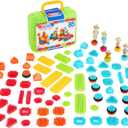 Battat- Bristle Blocks- STEM Interlocking Building Blocks- 85 pc Playset- Reusable Carry Case- Developmental Toys for Toddlers & Kids- Safari Adventure Carrying Case- 2 Years +