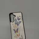 UEEBAI Wallet Case for Samsung Galaxy S25 FE 5G with Card Holders, PU Leather Floral Cover Kickstand RFID Blocking Double Magnetic Clasp Rilievo Flower Flip Case for Women Girls - Blue Butterfly