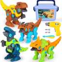 Elitoky Dinosaur Toys, Take Apart Dinosaur Toys for Kids, Educational Construction Building Sets with Electric Drill Storage Box - Birthday Gifts for Toddlers Boys Girls Age 3 4 5 6 7 8 Year Old