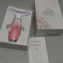 Dopsikn 7 Color Galvanic Machines  Red Light Therapy for Face and Neck, Face Massager Tool for Wrinkles, Double Chin, Vibrating Facial Massager with Thermals, Pink