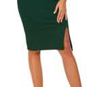 EXCHIC Womens Pencil Skirt Bodycon Business Skirt Side Slit Hem (Green, XS)