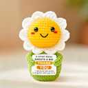 Small Appreciation Gift for Women, Thank You Present for Teachers or Coworkers, Cute Crochet Daisy Flower Desk Decor