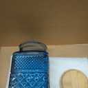 Square Glass Canister, 61oz Candy Jar with Lid, Glass Food Storage Containers for Ground Coffee, Tea, Sugar, Decorative Mason Jar Cookie Jars (Blue)