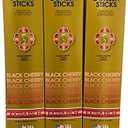 Gonesh Incense Sticks Extra Rich Collection: Black Cherry 12 Pack (20 Sticks/Pack)