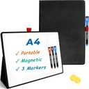 Portable 12" x 9" Small White Board, Magnetic Dry Erase Board with Eraser (Black)