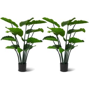 3.6FT Fake Plants 12 Leaf Dripping Guanyin Potted Plant, Faux Floor Plant for Kitchen Decor, Decoration for Artificial Plant Indoor, Indoor Outdoor Faux Tree for Home Bedroom Decor