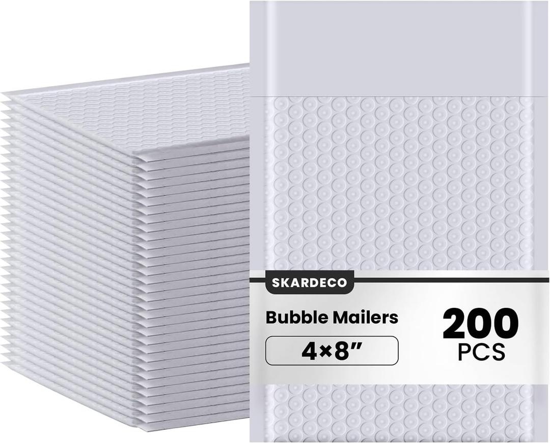 Bubble Mailers 4x8inch 200Pack Grey Bubble Mailers Self-Seal Padded Mailing Envelopes Bubble Opaque Padded Mailer for Small Businesses to Package and Mail Jewelry Cosmetics#000whitegrey