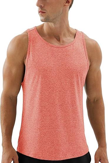 icyzone Workout Tank Tops for Men - Running Muscle Tank Exercise Gym Tops Athletic Shirts (Red, Large)