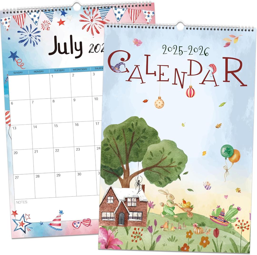 GuassLee Wall Calendar 2025 Vertical Planner Wall 2025-2026 19-Month Aesthetic Large Calendar Jun. 2025 to Dec. 2026 17"x11.5" Monthly Planner Wall with Thick Paper Watercolor Design for Home School (Green)