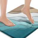 Britimes Bath Mat for Bathroom Abstract Beach Washable Floor Rug Carpets Floor Mat Bathroom Decorations 16x24 inches for Kitchen Bedroom Indoor