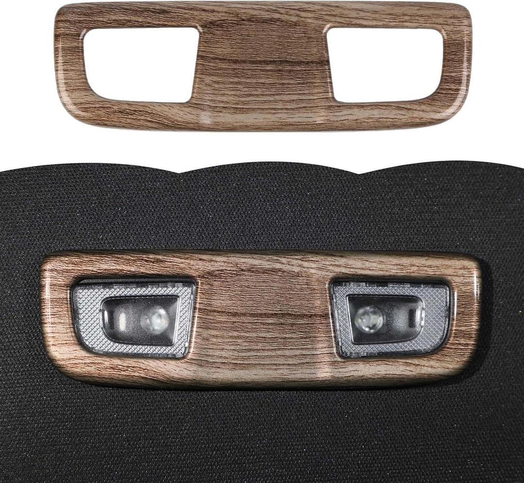 RT-TCZ Roof Rear Reading Light Lamp Panel Trim Cover Decoration Interior Accessories Compatible with Chevrolet Silverado 2019-2023,for GMC Sierra 2019-2023,Wood Grain