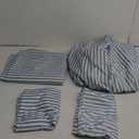 Amazon Basics Lightweight Super Soft Easy Care Microfiber Bed Sheet Set with 36-cm Deep Pockets - Single, Dusty Blue Pinstripe