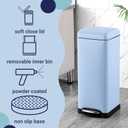 happimess HPM1007I Betty Retro 8-Gallon Step-Open Trash Can, Fingerprint Resistant, Modern, Minimalistic for Home, Kitchen, Laundry Room, Office, Bedroom, Bathroom, Tide Pool Blue