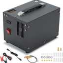 PCP Air Compressor with Manual Shut Down, 4500Psi/30Mpa, Water/Oil-Free, Powered by 12V DC/120V AC, Fan Cooling System, PCP Compressor for Air Rifle, Paintball and Scuba Tank Compressor Pump (Gray)