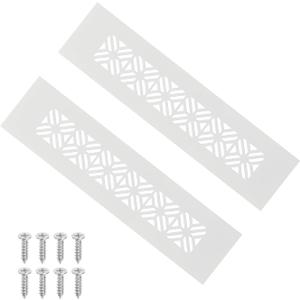 PATIKIL 8 x 2 Inch Door Air Vent Cover, 2 Pcs Heavy Duty Aluminum Grille Ventilation Cover Louvered with Mounting Screws for Cabinet Wardrobe Door, White