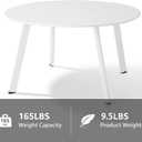 Meluvici Outdoor Side Table, Outdoor/Indoor Metal Steel Patio Coffee Table, Round Weather Resistant Anti-Rust, White