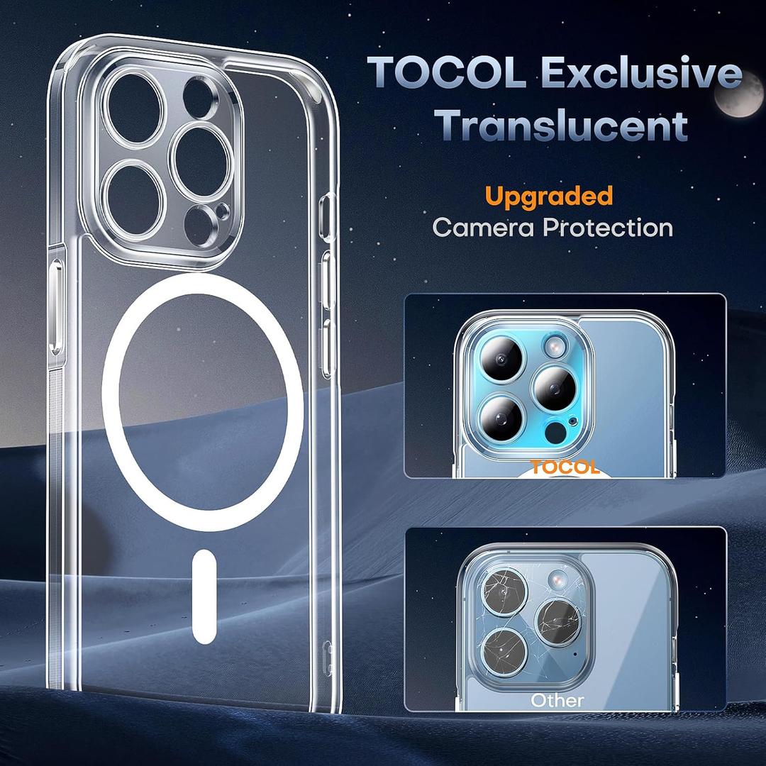 TOCOL Magnetic for iPhone 13 Pro Max Case Clear, Upgraded Full Camera Protection, Compatible with Magsafe, Drop Protection, Phone Cover for iPhone 13 Pro Max 6.7 inch (Clear)