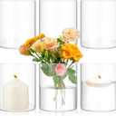6 Pack Glass Cylinder Vases 4 Inch Tall Clear Flower Vase for Centerpieces, Hurricane Floating Candle Holder Wedding Decorations, Floral Vase Bulk for Table Shelf Party Home Deco (4 x 3.35 Inch) (6 Pack 3.35" W x 4" H)