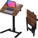 Mobile Folding Desk 25 Inch - No Assembly Sit-Stand Desk,Height Adjustable Rolling Laptop Desk, Space-Saving Portable Desk with Wheels for Home Office Craft & Study, Brown