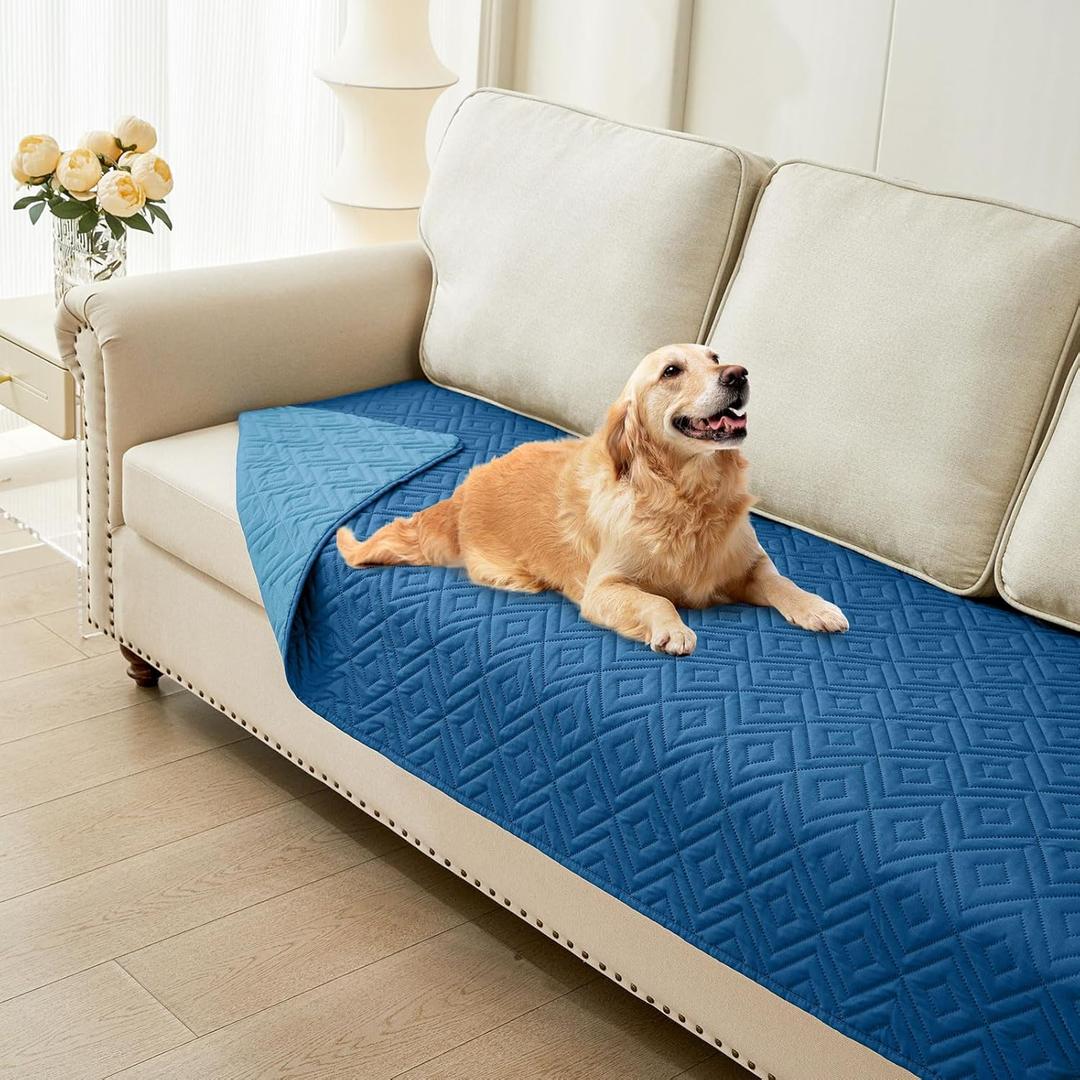 hyha Waterproof Dog Blanket, Soft Pet Bed Blankets, Waterproof Sofa Couch Cover for Dogs Washable, Reversible Pet Couch Covers for Sofa Furniture (30x70 Inch, Navy Blue/Blue)