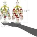 Red Co. Set of 2 Green Glass 8" Christmas Tree Tabletop Display Decorations with 12 Santa & Snowmen Ornaments