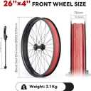 20/26×4.0" Fat Tire Bike Front Wheel,36H Aluminum Rim,13G Spoke (26 inch)