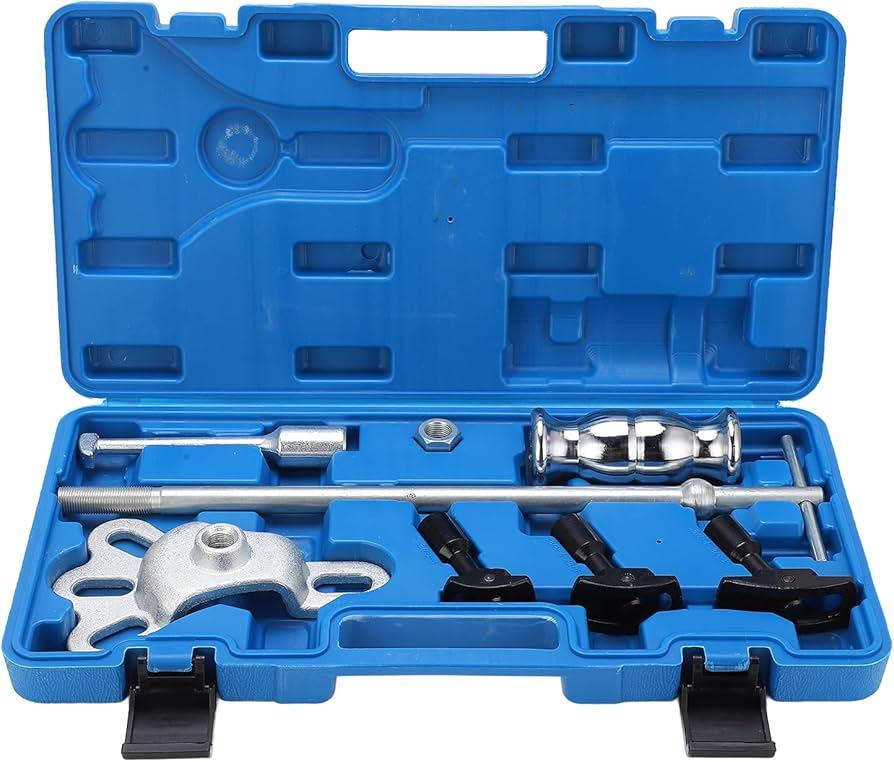Rear Axle Bearing Puller Tool Kit, 8pcs Set Rear Axle Bearing Puller Bearing Remover Set with Slide Hammer Service Repair Kit with Carrying Case