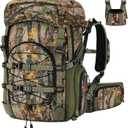 Kalkal Hunting Backpack with Magnetic Quick-Release Rifle System, 42L Waterproof Silent Camo Bow Hunting Pack with Rain Cover