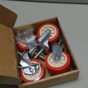 3 Inch Heavy Duty Stem Casters Swivel Wheels with Brake - 3/8" -16 x 1-1/2" (Stem Diameter 3/8", Stem Length 1-1/2"),Set of 4 with Locking Threaded Stem Caster Wheels - Load 600lbs (Bright red)