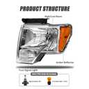2009 2010 2011 2012 2013 2014 Ford F150 Pickup Headlight Assembly for 09-14 Ford F150 Clear Lens Chrome Housing with Amber Reflector Headlamp Replacement Left and Right PairW/O Bulbs