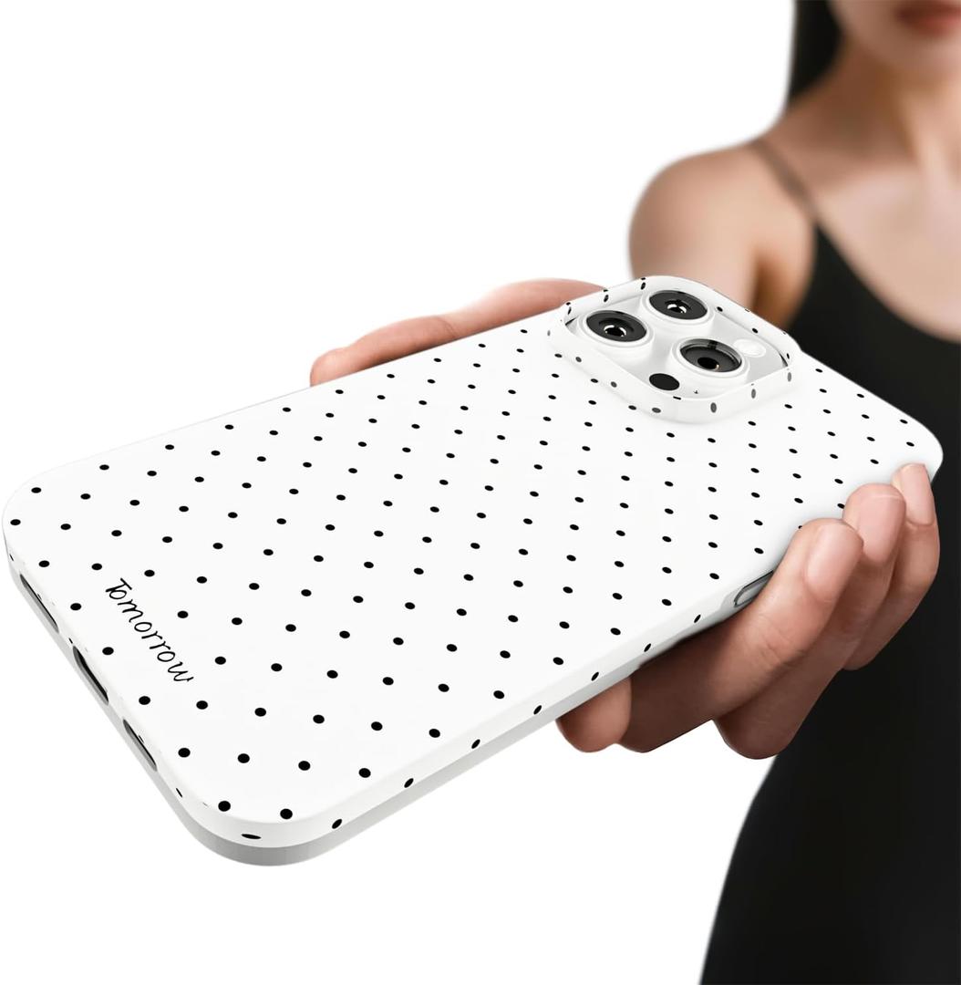3 x Compatible with iPhone 16 Pro Max Case, with Polka Dot Aesthetics Design Simple Case for Women Girl, Cute Fashion Soft TPU Slim Protection Phone Case for iPhone 16 Pro Max 6.9'' - White