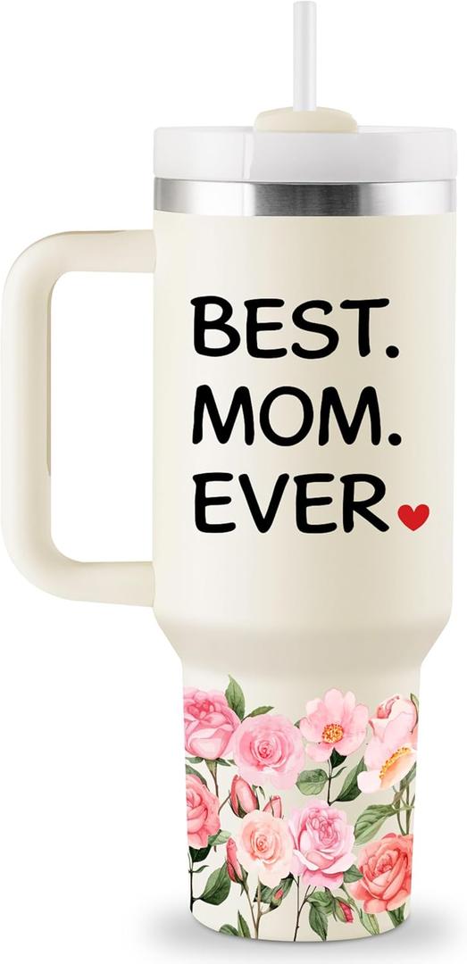 Mothers Day Gifts for Mom Birthday Gifts for Mom Best Mom Gifts from Daughter Son for Mothers Day 40oz Travel Cup Insulated Tumbler with Lid & Straw