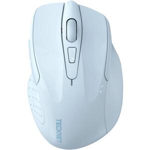 TECKNET Wireless Mouse (2.4G & BT5.0/3.0) Silent 4800 DPI Computer USB A & Bluetooth Mouse 6 Buttons, Wide Compatibility - Light Blue
