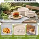 Compostable Paper Plates Set - 250PCS Disposable Heavy Duty Sugarcane Plate & Eco-Friendly Utensil Biodegradable Dinnerware Plates, Extra Long Forks, Knives & Spoons for Party (Brown)