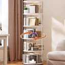 Rotating Bookshelf Tower,360° Rotating Bookshelf,66 inch High Small Space Revolving Bookcase, Suitable for Spinning Bookshelf Tower in Home and Office (White, 5 Tier, 16x16x66)
