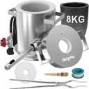 Nelyrho 8kg Stainless Steel Propane Melting Furnace Kit with Crucible and Tong Complete Home Foundry Set for Scrap Metal Recycling Gold, Silver, Copper, and Aluminum Smelting and Refining