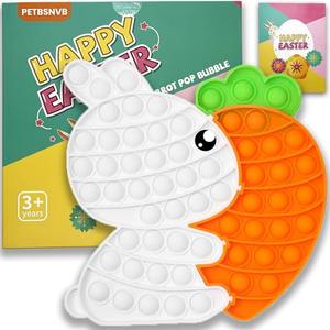 Easter Bunny Poppers, Bunny Carrot Pop Bubble Fidget Sensory Toy, Puzzle Popper, Easter Gifts for Kids,Toddler, Easter Basket for Toddlers Girl, Easter Toys, Stocking Easter Basket Stuffers (White)
