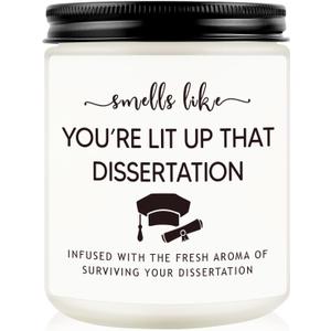 Grad Candle Gifts, 2025 PhD Graduation Doctorate Degree Gifts for Women Men Funny Dissertation, Congratulations Grad, Graduation Present for Him, Her, Doctoral Graduates, PhD Student