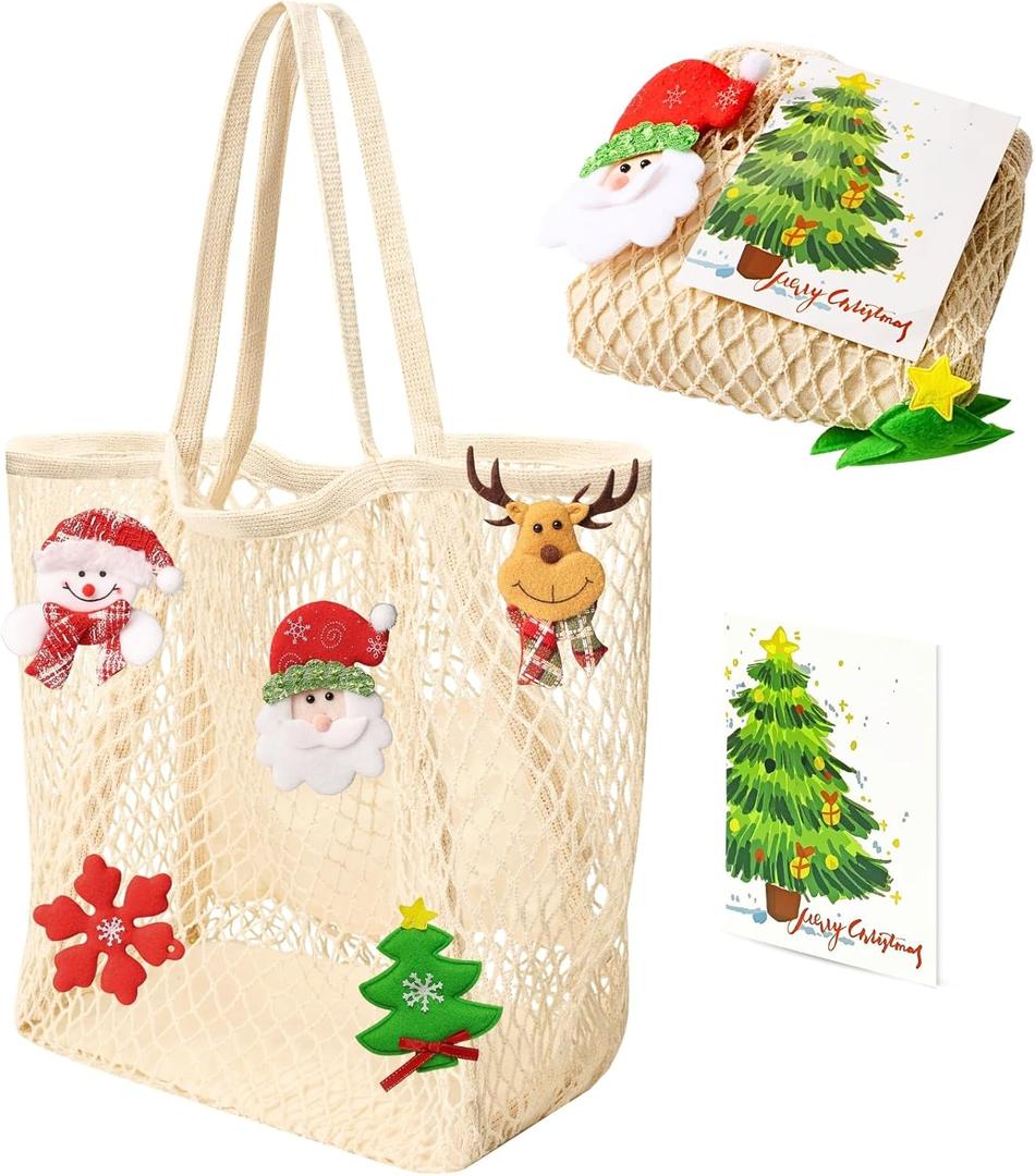 Ofiray-home Beach Bags for Women - Large Cotton Mesh Tote Bag, Foldable Shoulder Bag for Travel Beach Picnic Vacation (Beige With Red)