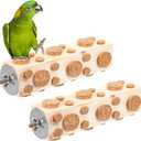 Skyygemm 2 Pieces Bird Chew Toy Wooden Foraging Toys for Birds Parrot Cork Stopper Toys Woodpecker Feeding Toy for Macaws, Small Parakeets, Conures, Budgies, Finches Conure Cockatiel