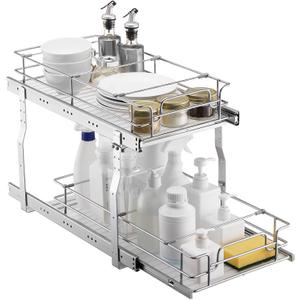 VEVOR Pull Out Cabinet Organizer, 12"W x 21"Dx15.2"H Heavy Duty Slide Out Pantry Shelves, Chrome-Plated Steel Roll Out Drawers for Home,13.5"Wx22"Dx19"H Inside Kitchen Cabinet, Bathroom, Under Sink