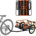 SEKAM Bike Cargo Trailer, 198 lbs Load Capacity, Foldable Bicycle Trailer with Reflectors & Universal Hitch, Heavy-Duty Utility Bike Cart for Camping & Shopping (Orange), 55.51"L x 28.74"W x 21.65"H