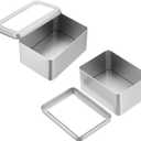PATIKIL 2 Pcs Metal Tin Box, 5.1 x 3.7 x 2.4 Inch Rectangular Storage Tin Box with Lid Portable Tinplate Container with Window for Home Organizer Crafts Gifts Keys Cookies Cards Storage